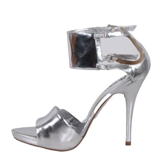 Marciano Women's US 6.5M Silver Leather Ankle Cuff Stiletto Heels - Picture 5 of 12